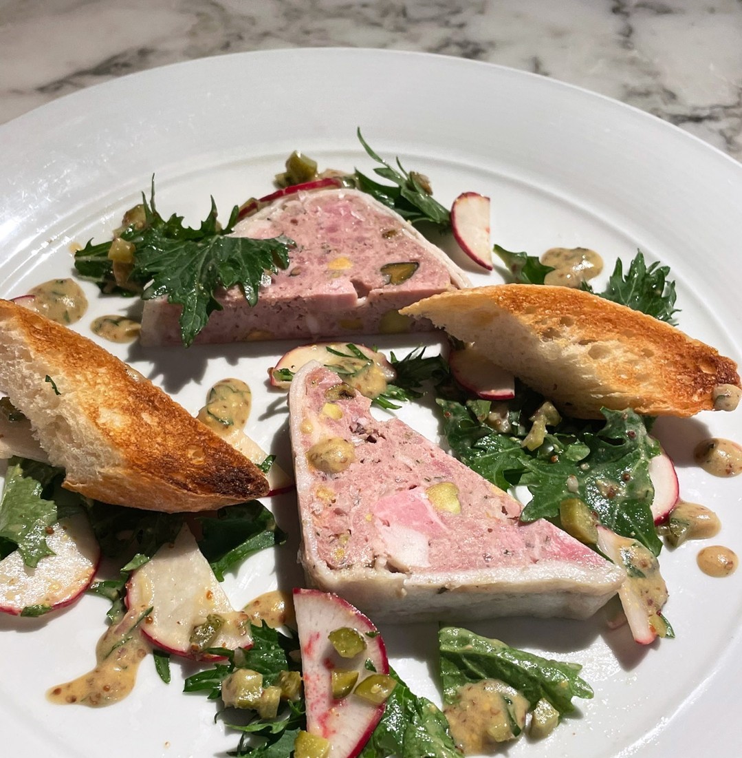 This weekend we're serving a classic country pate with gherkins, radish, and mustard. ⁠
.⁠
.⁠
.⁠
#pate #countrypate #classicfrench #southofbroad #chseats #explorecharleston #charleston