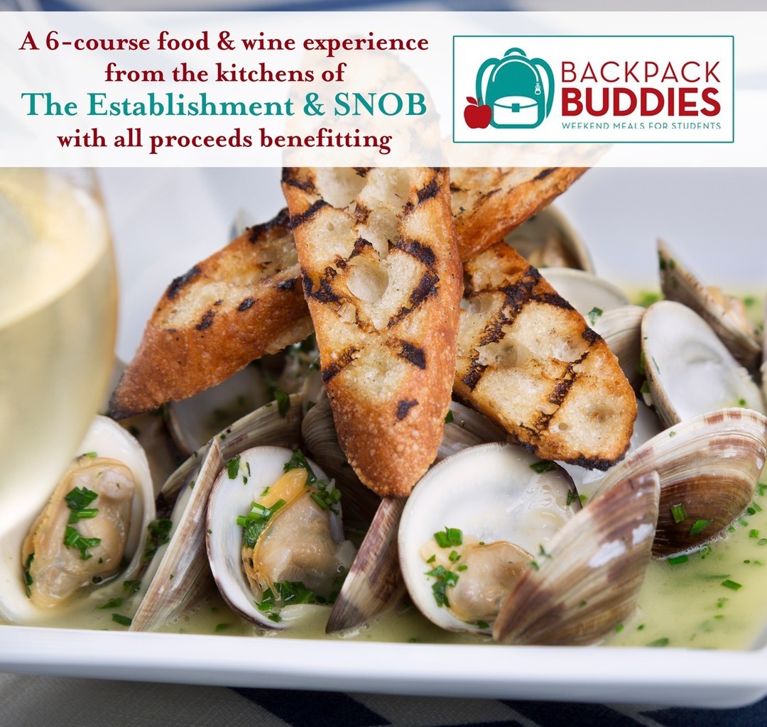 Experience a 6-course food and wine dinner from the kitchens of The Establishment & SNOB with 100% of the proceeds benefitting Lowcountry Food Bank's Backpack Buddies program.⁠
.⁠
Menu and ticket info at EstablishmentCHS.com/giveback⁠
.⁠
.⁠
.⁠
#givebackcharleston #southofbroad #feedthehungry #charleston #explorecharleston #chstoday #holycitysinner