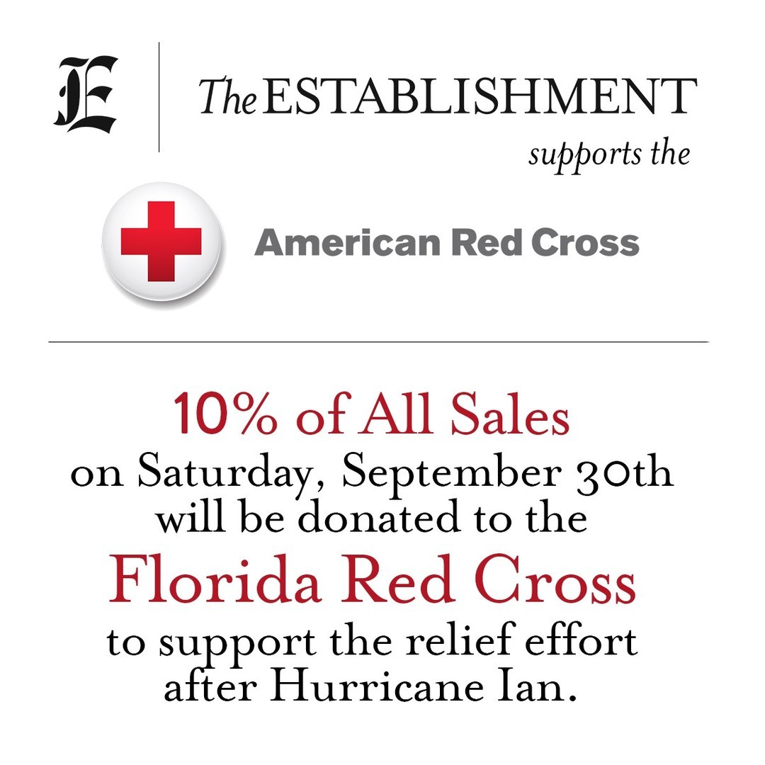 We sincerely hope everyone out there is dry and with power right now. To support those in Florida who were hit by the storm earlier in the week and lost homes and more, we're donating 10% of all sales to the Hurricane Ian relief effort through the American Red Cross. ⁠
⁠
We're closed tonight but will see everyone tomorrow<br/>
⁠
