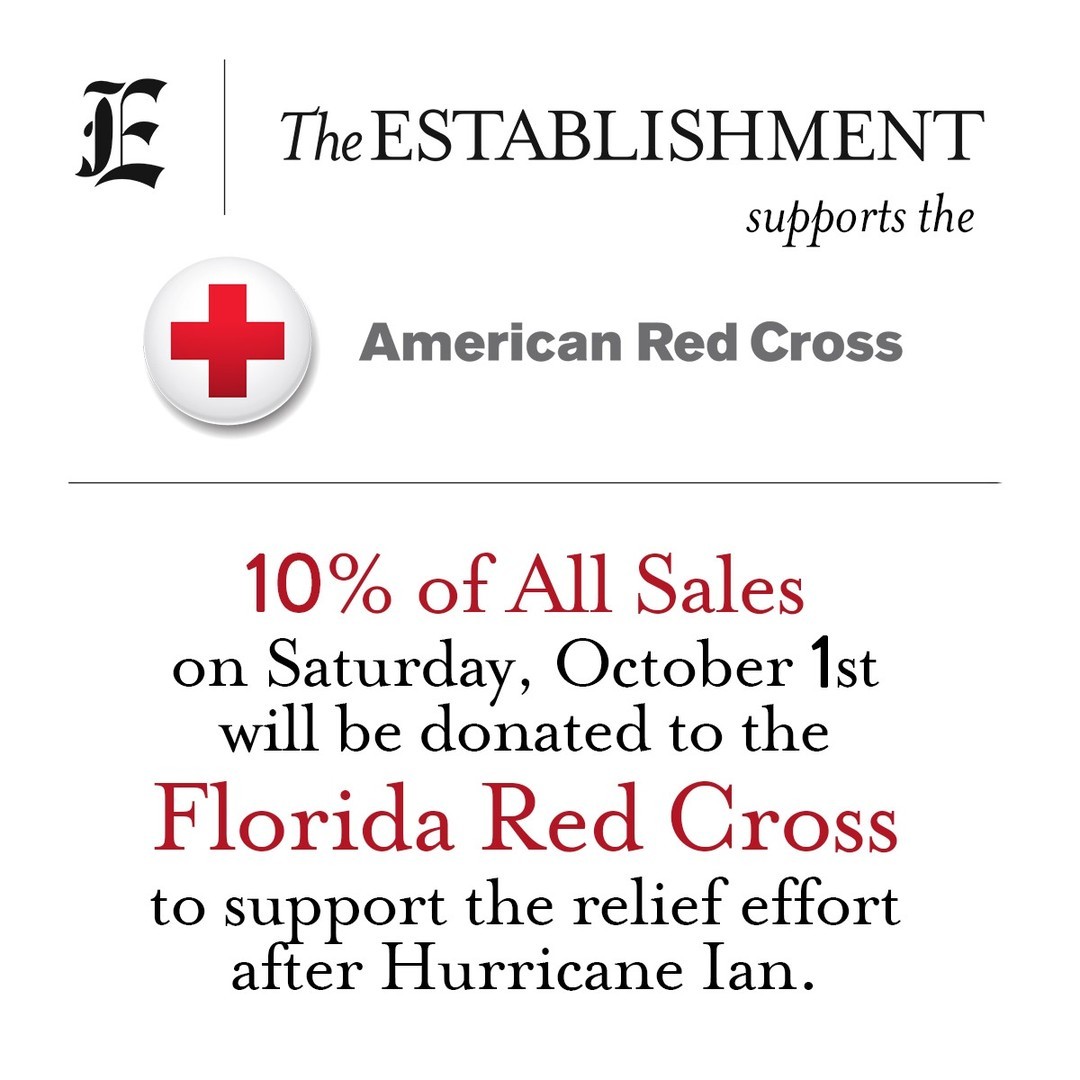 We sincerely hope everyone out there is dry and with power right now. To support those in Florida who were hit by the storm earlier in the week and lost homes and more, we're donating 10% of all sales to the Hurricane Ian relief effort through the American Red Cross. ⁠
⁠
We're closed tonight but will see everyone tomorrow<br/>